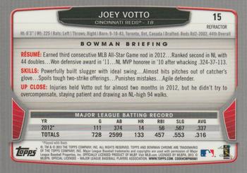 2013 Bowman Chrome - Green Refractors #15 Joey Votto Back