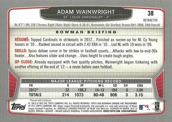 2013 Bowman Chrome - Green Refractors #38 Adam Wainwright Back