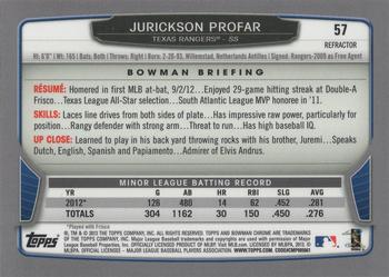 2013 Bowman Chrome - Green Refractors #57 Jurickson Profar Back