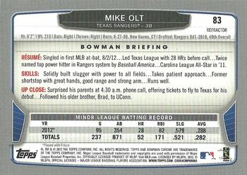 2013 Bowman Chrome - Green Refractors #83 Mike Olt Back