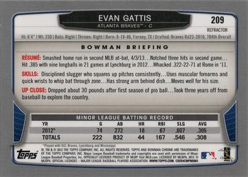 2013 Bowman Chrome - Green Refractors #209 Evan Gattis Back