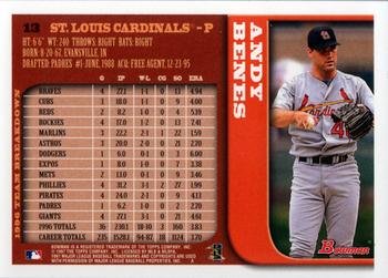 1997 Bowman #13 Andy Benes Back