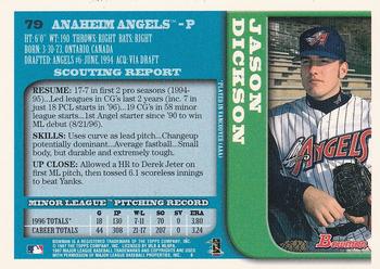 1997 Bowman #79 Jason Dickson Back