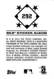 2014 Topps Stickers #292 Angel Pagan Back