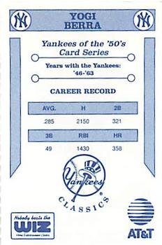 1992 The Wiz New York Yankees of the 50s #NNO Yogi Berra Back