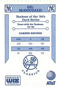 1992 The Wiz New York Yankees of the 50s #NNO Gil McDougald Back