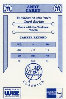 1992 The Wiz New York Yankees of the 60s #NNO Andy Carey Back