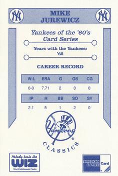 1992 The Wiz New York Yankees of the 60s #NNO Mike Jurewicz Back