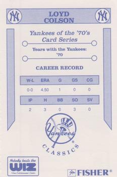 1992 The Wiz New York Yankees of the 70s #NNO Loyd Colson Back