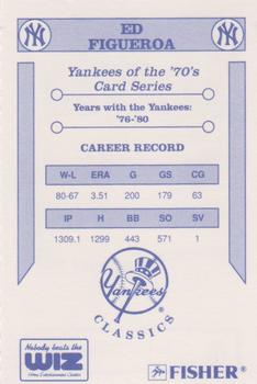 1992 The Wiz New York Yankees of the 70s #NNO Ed Figueroa Back