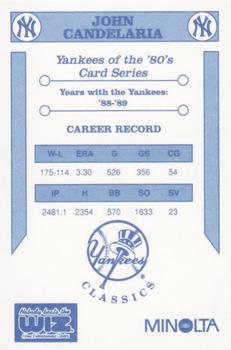1992 The Wiz New York Yankees of the 80s #NNO John Candelaria Back