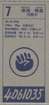 1994 Chiba Lotte Marines Menko #7 Tokitaka Minamibuchi Back