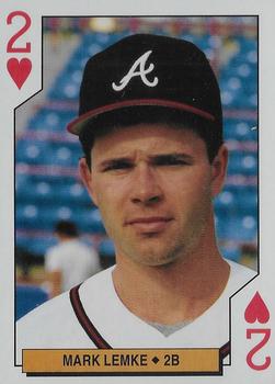 1994 Bicycle Atlanta Braves Playing Cards #2♥ Mark Lemke Front