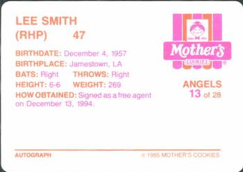 1995 Mother's Cookies California Angels #13 Lee Smith Back