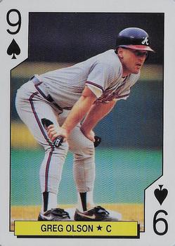 1992 U.S. Playing Card Co. Atlanta Braves Playing Cards #9♠ Greg Olson Front