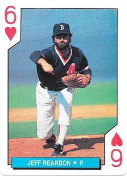 1992 U.S. Playing Card Co. Boston Red Sox Playing Cards #6♥ Jeff Reardon Front