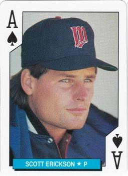 1992 U.S. Playing Card Co. Minnesota Twins Playing Cards #A♠ Scott Erickson Front