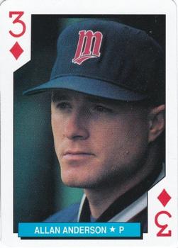 1992 U.S. Playing Card Co. Minnesota Twins Playing Cards #3♦ Allan Anderson Front