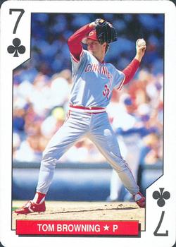 1993 Bicycle Cincinnati Reds Playing Cards #7♣ Tom Browning Front