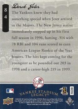 2008 Upper Deck Yankee Stadium Legacy Final Season Box Set #84 Derek Jeter Back