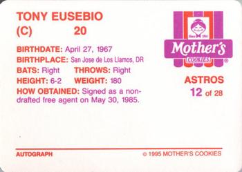 1995 Mother's Cookies Houston Astros #12 Tony Eusebio Back