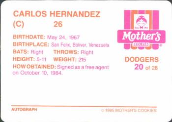 1995 Mother's Cookies Los Angeles Dodgers #20 Carlos Hernandez Back