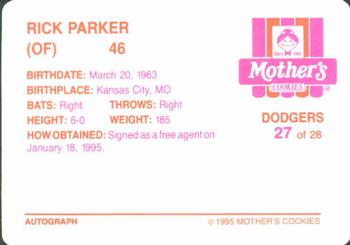 1995 Mother's Cookies Los Angeles Dodgers #27 Rick Parker Back