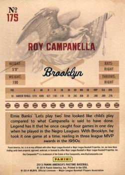 2013 Panini America's Pastime #175 Roy Campanella Back
