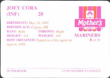 1996 Mother's Cookies Seattle Mariners #8 Joey Cora Back