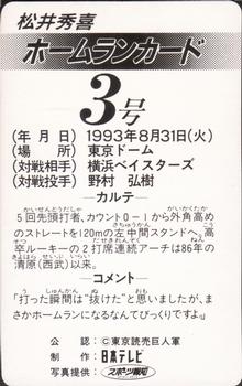 1993 NTV Hideki Matsui Homerun #3 Hideki Matsui Back