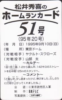 1995 NTV Hideki Matsui Homerun Cards #51 Hideki Matsui Back