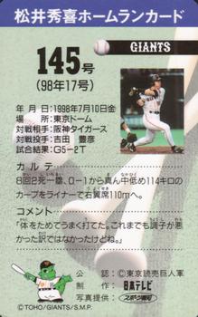 1998 NTV Hideki Matsui Homerun #145 Hideki Matsui Back