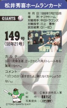 1998 NTV Hideki Matsui Homerun #149 Hideki Matsui Back