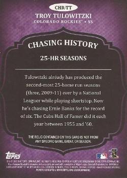 2013 Topps - Chasing History Relics Gold #CHR-TT Troy Tulowitzki Back