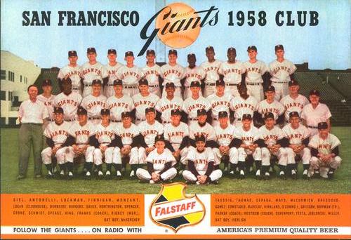 1958 Falstaff Beer San Francisco Giants Team Photo #1 San Francisco Giants Front