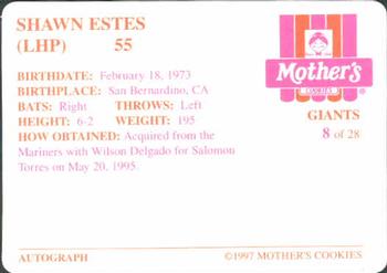 1997 Mother's Cookies San Francisco Giants #8 Shawn Estes Back