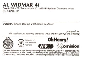 1989 Toronto Blue Jays Fire Safety #NNO Al Widmar Back