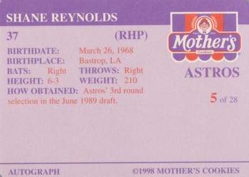 1998 Mother's Cookies Houston Astros #5 Shane Reynolds Back