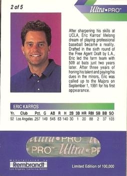 1993 Rembrandt Ultra-Pro Eric Karros #2 Eric Karros Back