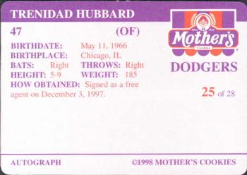 1998 Mother's Cookies Los Angeles Dodgers #25 Trenidad Hubbard Back