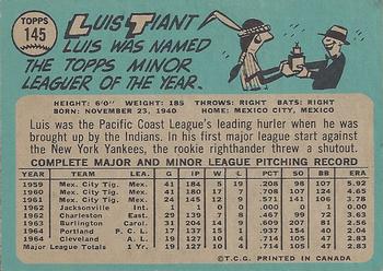 1965 O-Pee-Chee #145 Luis Tiant Back