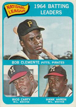 1965 O-Pee-Chee #2 National League 1964 Batting Leaders (Bob Clemente / Rico Carty / Hank Aaron) Front