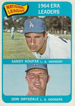 1965 O-Pee-Chee #8 National League 1964 ERA Leaders (Sandy Koufax / Don Drysdale) Front