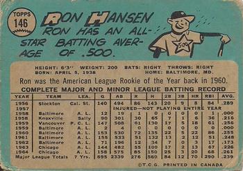 1965 O-Pee-Chee #146 Ron Hansen Back