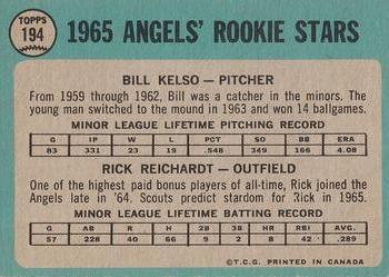 1965 O-Pee-Chee #194 Angels 1965 Rookie Stars (Bill Kelso / Rick Reichardt) Back