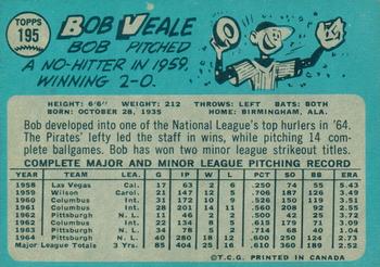 1965 O-Pee-Chee #195 Bob Veale Back