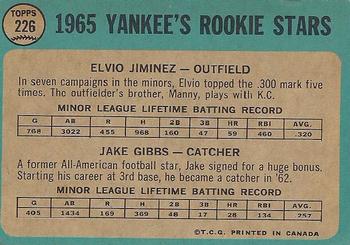 1965 O-Pee-Chee #226 Yankees 1965 Rookie Stars (Elvio Jimenez / Jake Gibbs) Back
