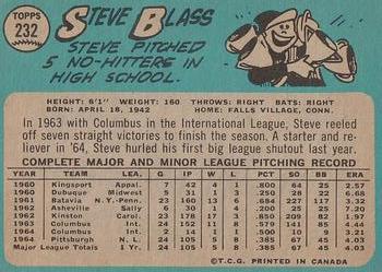 1965 O-Pee-Chee #232 Steve Blass Back