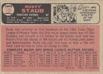 1966 O-Pee-Chee #106 Rusty Staub Back