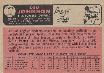 1966 O-Pee-Chee #13 Lou Johnson Back